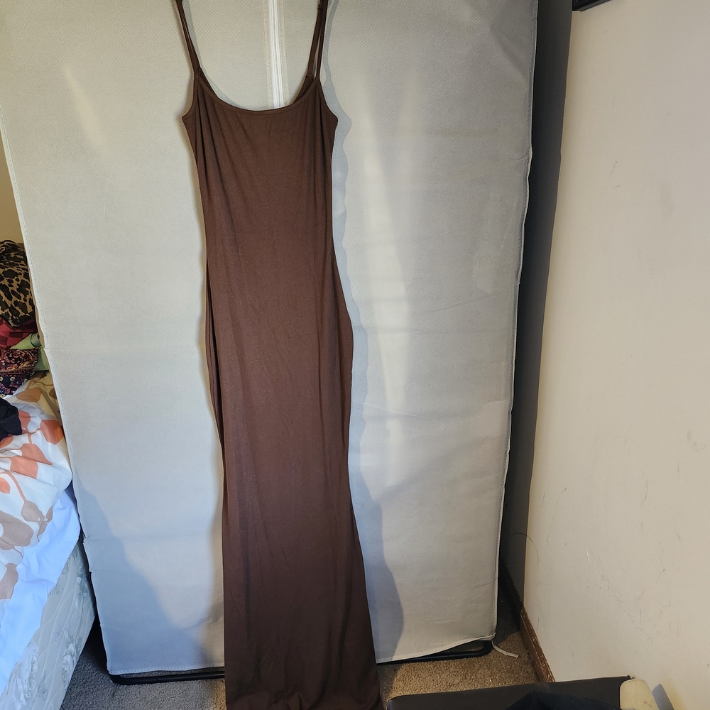 Brown Spaghetti Strap Maxi Dress - Women